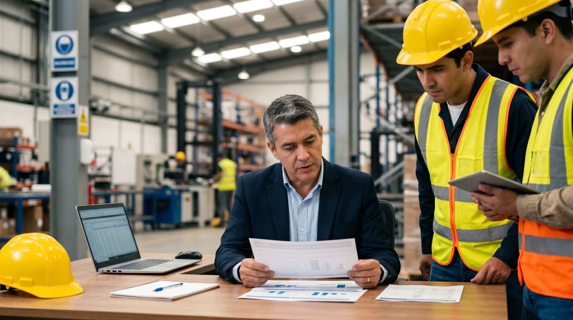 Ejecutivo revisando documentos de la Circular 027 de 2026 para reporte SGRL antes del 31 de julio