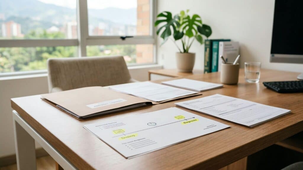 Negligencia médica: ¿retraso en su diagnóstico fue un error? Reconstrucción cronológica de la historia clínica en un caso de negligencia médica diagnóstico tardío de cáncer en Colombia, resaltando las fechas clave del proceso.